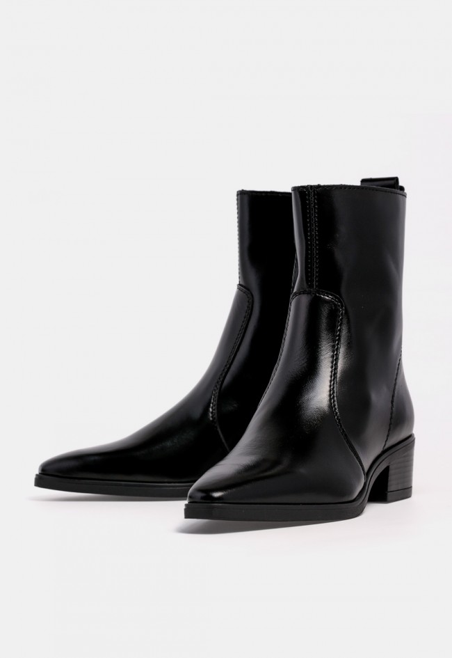 Botín de tacón de mujer VAS 5918 de piel negra, elegante y versátil