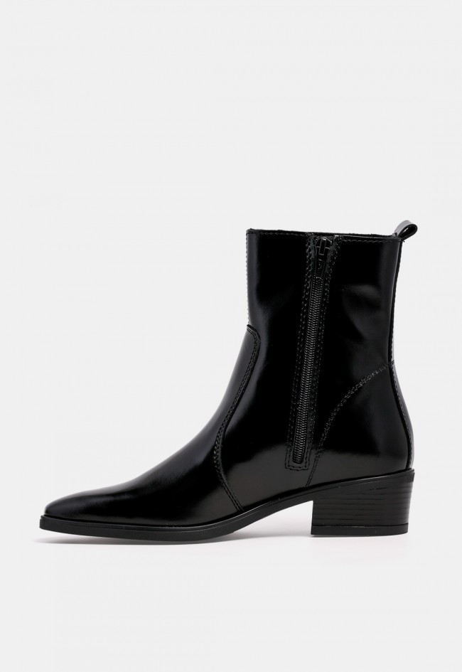 Botín de tacón de mujer VAS 5918 de piel negra, elegante y versátil