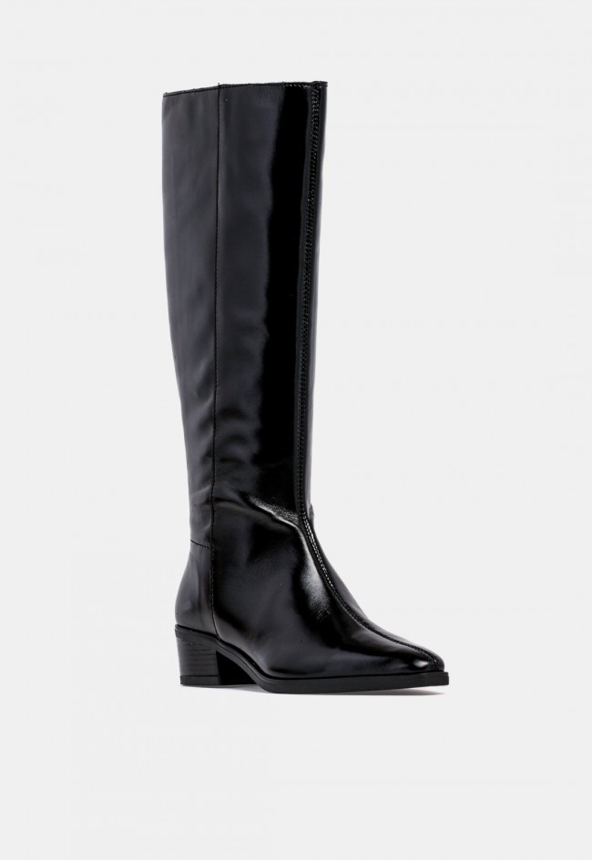 Bota alta de mujer VAS 5928 de piel negra con tacón bajo