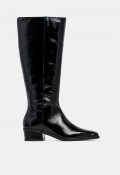 Bota alta de mujer VAS 5928 de piel negra con tacón bajo