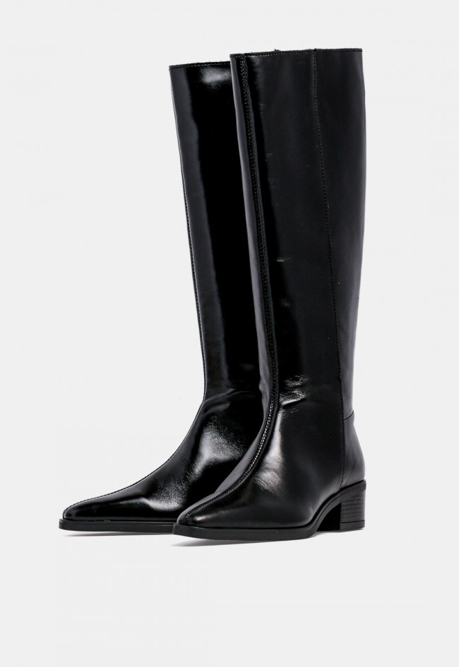 Bota alta de mujer VAS 5928 de piel negra con tacón bajo