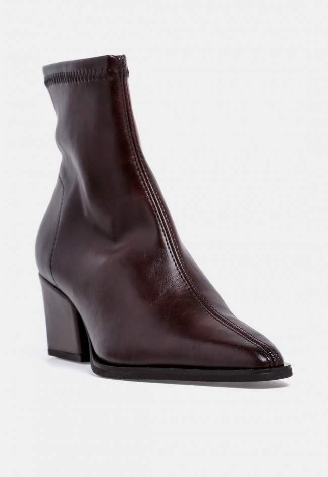 Botín de tacón de mujer MISS ELASTIC 75376 marrón chocolate, elegante y en tendencia