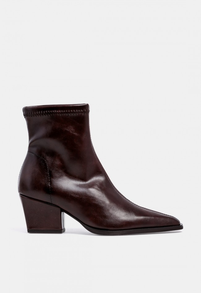 Botín de tacón de mujer MISS ELASTIC 75376 marrón chocolate, elegante y en tendencia