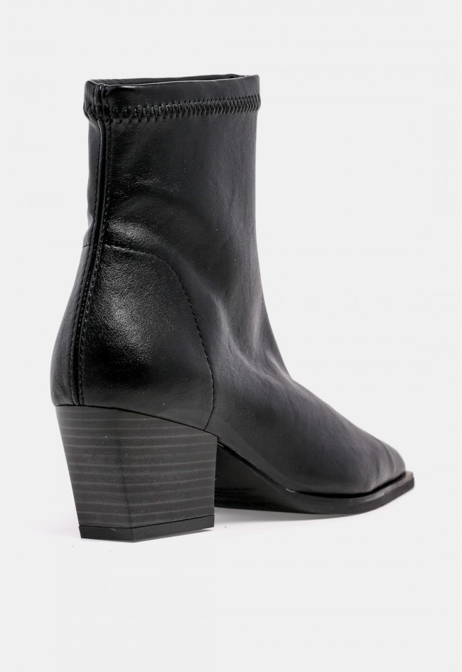 Botín de tacón de mujer MISS ELASTIC 78151 de piel sintética negra