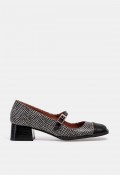 Zapato Mary Jane de tacón Nemonic 2054 de piel negra, fabricado en España