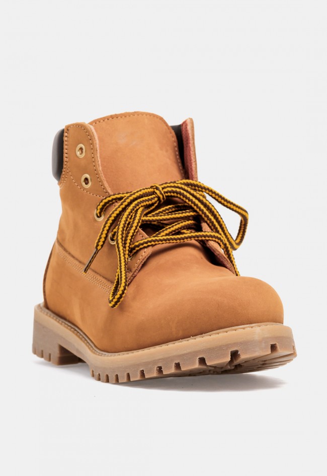 Bota de hombre VAS 200 de piel amarilla con cordones, estilo worker