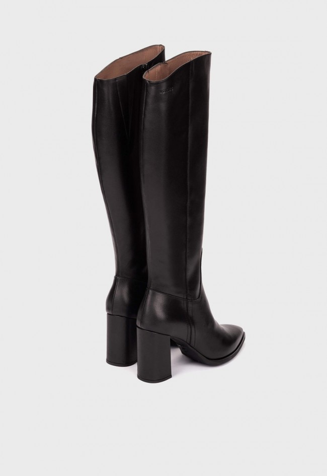 Bota alta Wonders Aurora 43 de mujer en piel negra, elegancia y confort
