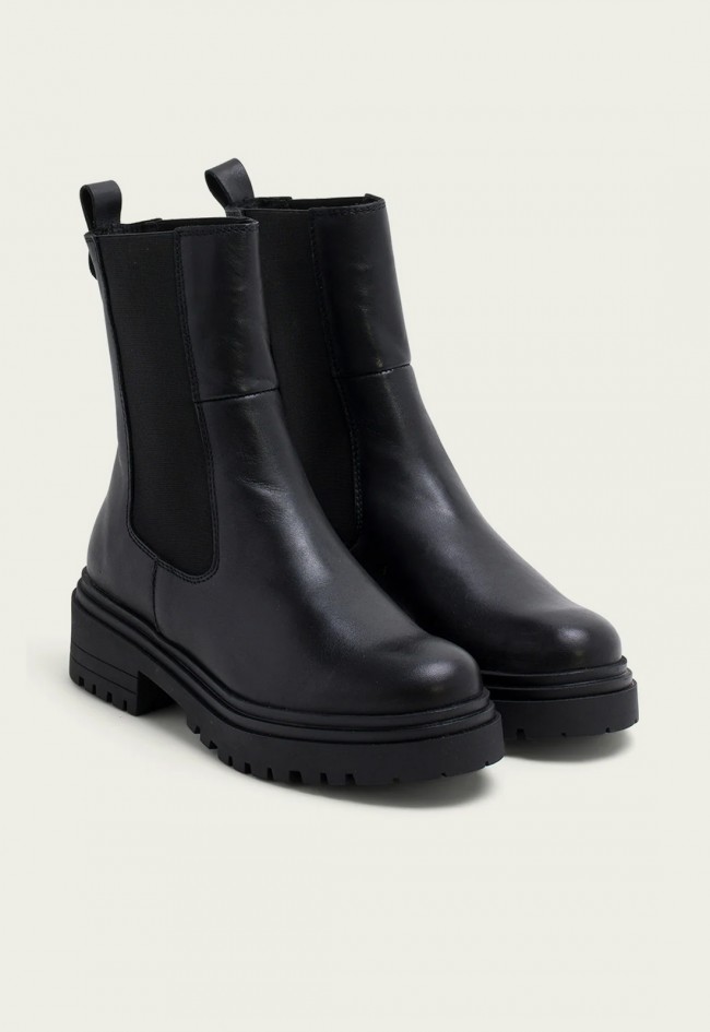 Botines Chelsea Porronet Katia de mujer en piel negra con plataforma