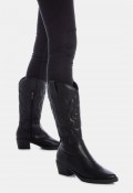 Bota cowboy XTI 14311901 de mujer en material sintético negro, estilo western para tus looks