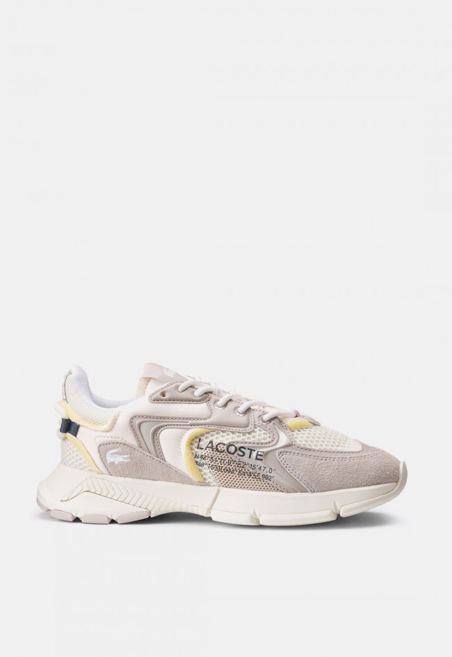 Zapatillas Lacoste L003 Neo para hombre en blanco y beige, estilo retro con diseño técnico