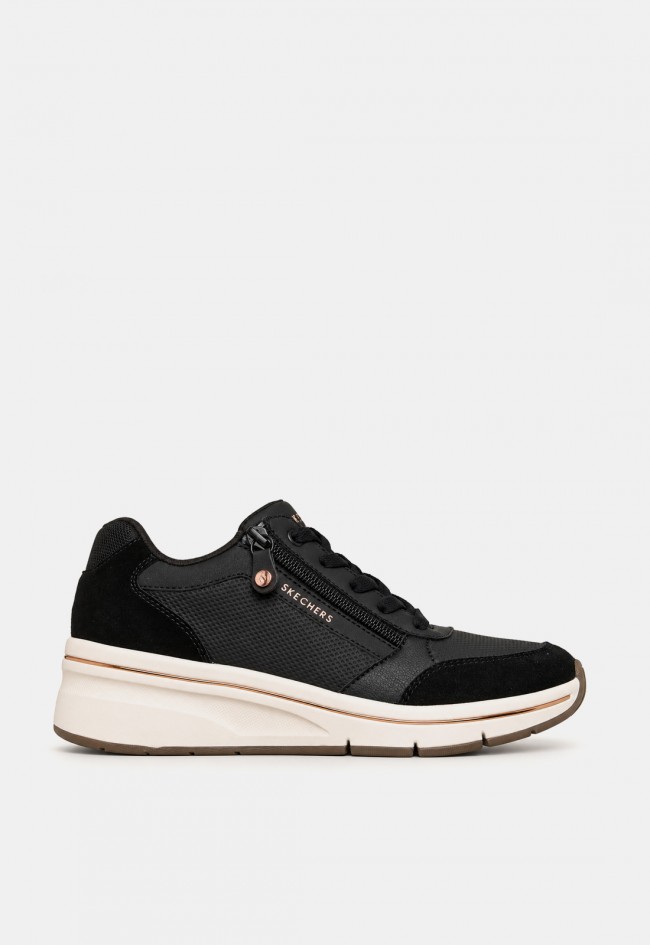 Zapatilla de mujer Skechers Billion Flex Luxe Up negra con cuña oculta