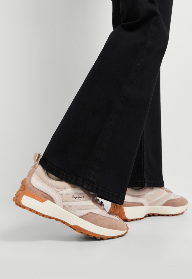 Zapatillas deportivas de mujer Pepe Jeans Lucky beige con borreguito, estilo urbano