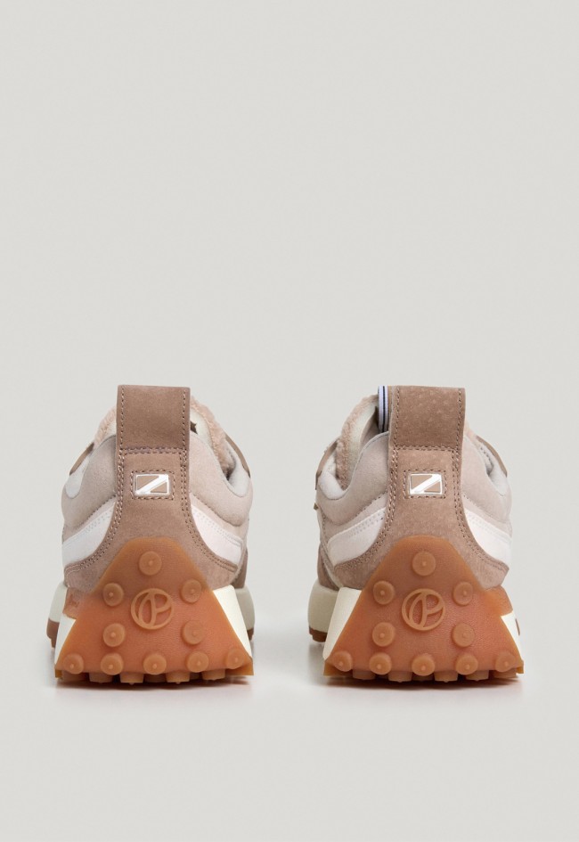 Zapatillas deportivas de mujer Pepe Jeans Lucky beige con borreguito, estilo urbano