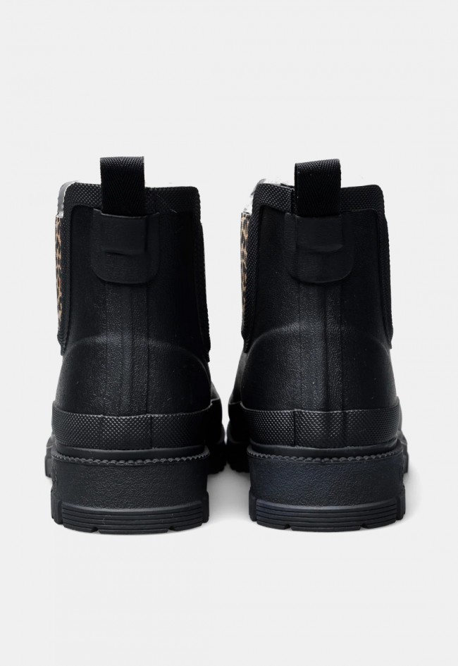 Bota de agua de mujer Verbenas Lua negra con pelo y detalle leopardo, estilo Chelsea con carácter