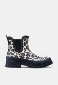 Bota de agua de mujer Verbenas Lua crudo con estampado leopardo, cálida y con suela track