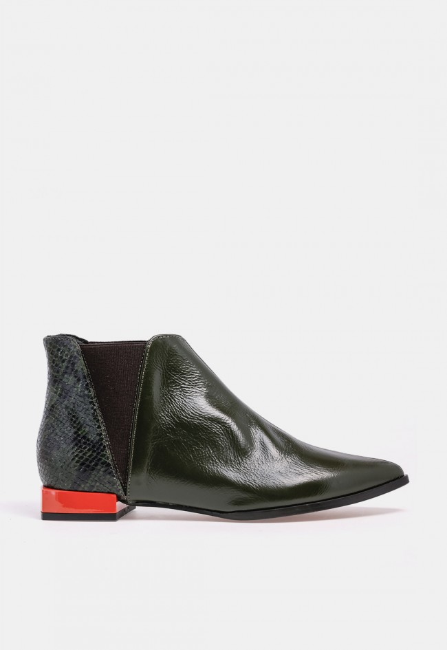 Botín Chelsea GLO Catwoman de mujer en piel verde, diseño exclusivo para VAS