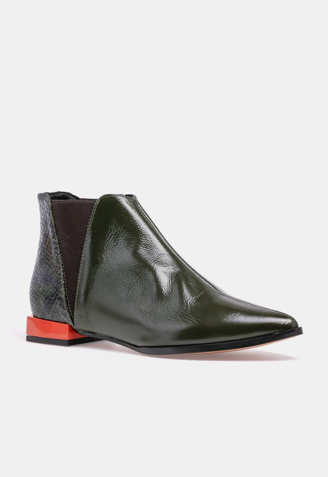 Botín Chelsea GLO Catwoman de mujer en piel verde, diseño exclusivo para VAS