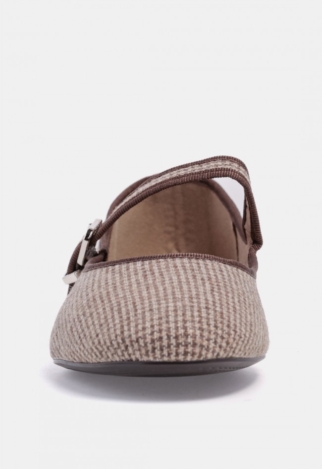 Bailarina Mary Jane Why Pink? m6571 de mujer en piel sintética camel, un básico de tendencia