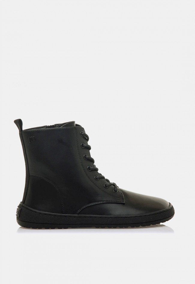 Botín militar barefoot Mustang Free Alask negro de mujer, diseño minimalista y vegano