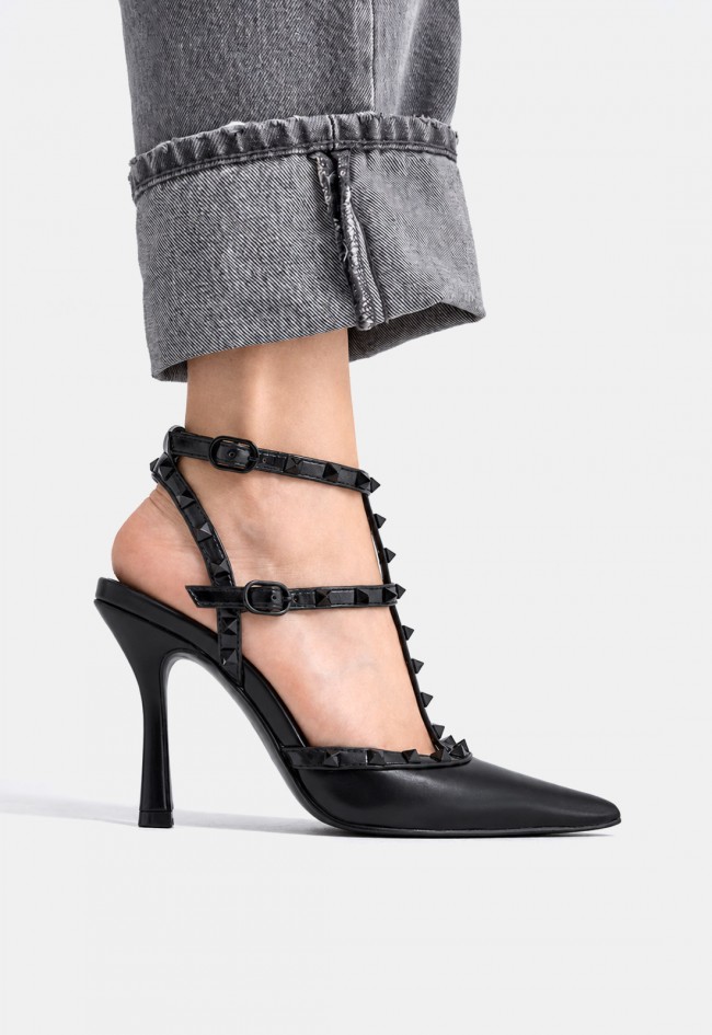 Zapato de tacón EXÉ ANGELIA-890 negro de mujer con tachuelas, pura sofisticación