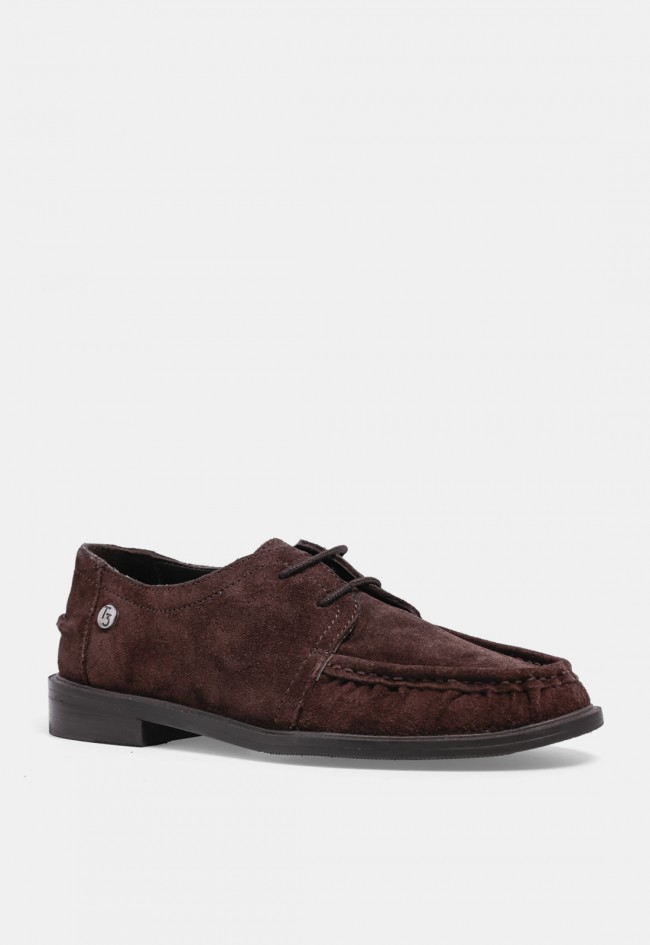 Zapato TOP3 sa1882 de mujer en piel serraje marrón chocolate, estilo casual