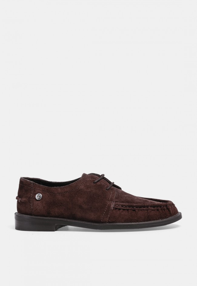 Zapato TOP3 sa1882 de mujer en piel serraje marrón chocolate, estilo casual
