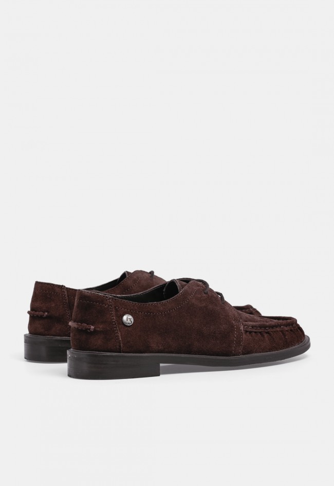 Zapato TOP3 sa1882 de mujer en piel serraje marrón chocolate, estilo casual