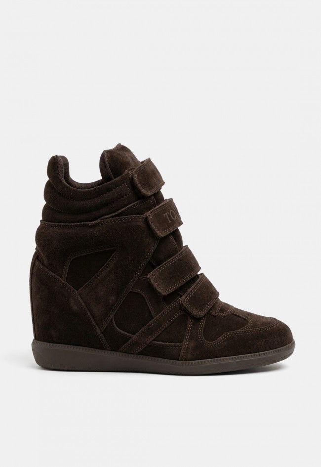 Deportivo alto TOP3 SA1822 de mujer en piel marrón chocolate con estilo urbano