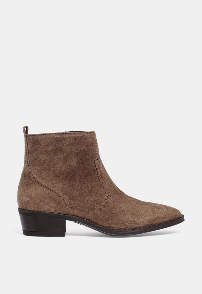 Botín cowboy GLO Torcado de mujer en piel taupe, estilo western actual