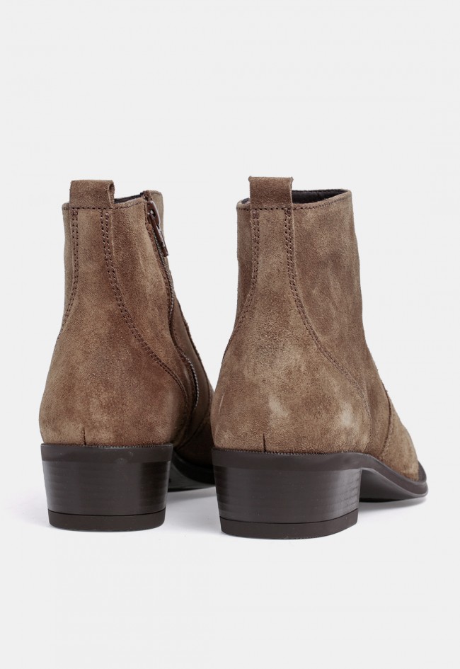 Botín cowboy GLO Torcado de mujer en piel taupe, estilo western actual