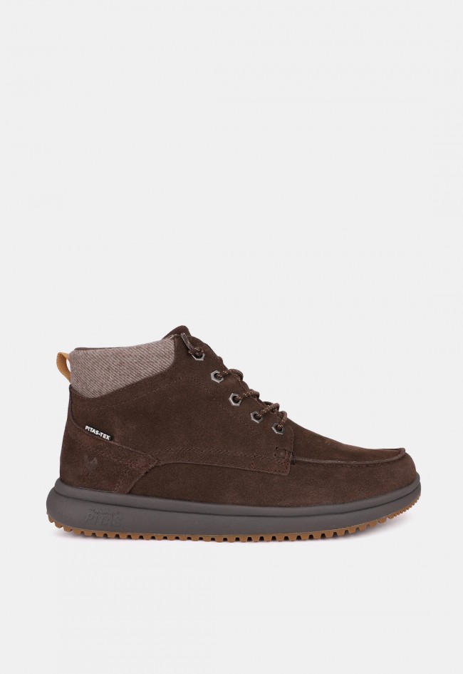 Bota de hombre Pitas Tokio de serraje hidrofugado marrón café con PITAS-TEX
