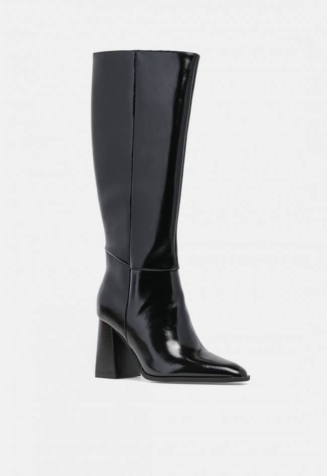 Bota alta de mujer Hee LS 6128 sintética negra, elegancia urbana con tacón de bloque