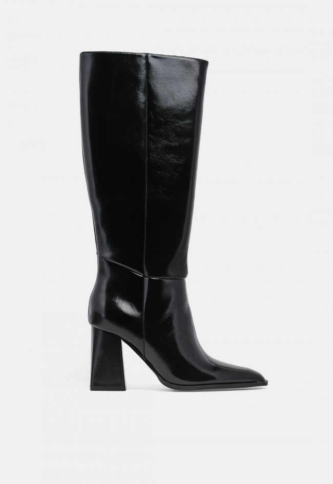 Bota alta de mujer Hee LS 6128 sintética negra, elegancia urbana con tacón de bloque