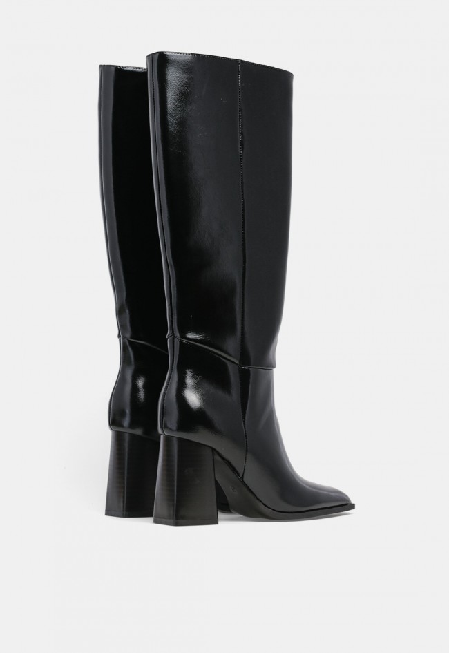 Bota alta de mujer Hee LS 6128 sintética negra, elegancia urbana con tacón de bloque