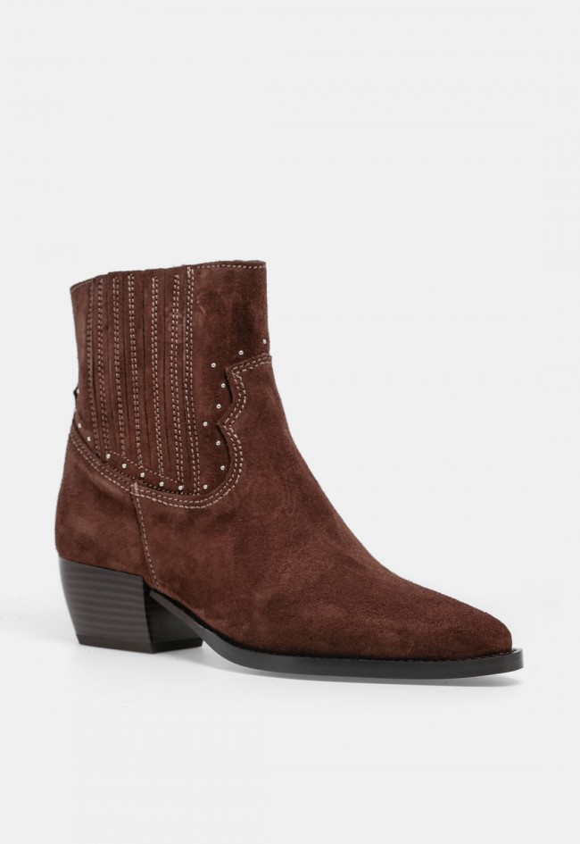 Botín cowboy de mujer GLO Limbo de piel y serraje, estilo western contemporáneo