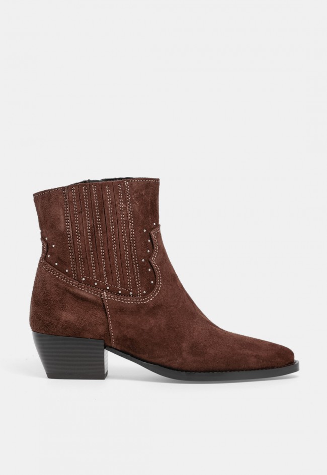 Botín cowboy de mujer GLO Limbo de piel y serraje, estilo western contemporáneo