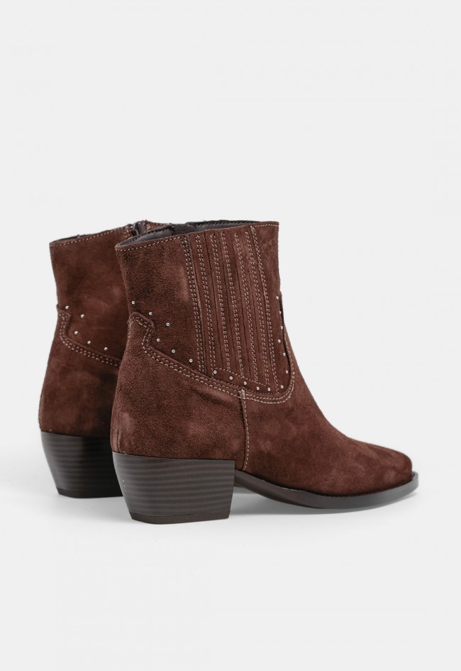 Botín cowboy de mujer GLO Limbo de piel y serraje, estilo western contemporáneo