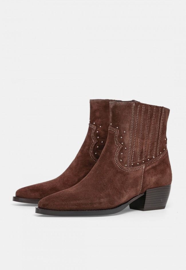 Botín cowboy de mujer GLO Limbo de piel y serraje, estilo western contemporáneo