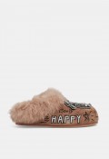 Zueco de mujer Movies EFS-09C-M en piel taupe, confort y estilo cosy con detalle joya