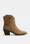 Botín cowboy Mustang Daphne de mujer en serraje taupe, estilo western en tendencia