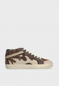 Zapatilla deportiva alta Gamin Euphoric de mujer color bronce con brillo glitter, un diseño urbano y original