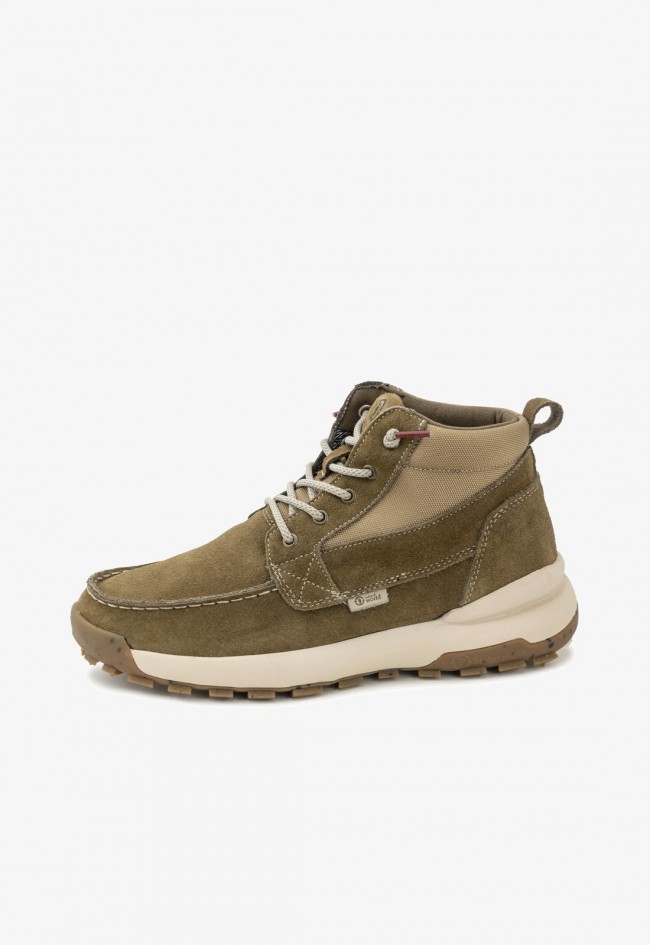 Botín Natural World Liban de hombre en cuero velour beige, estilo outdoor para el invierno