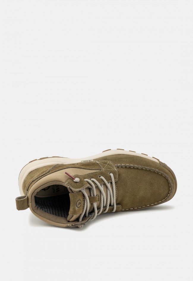 Botín Natural World Liban de hombre en cuero velour beige, estilo outdoor para el invierno