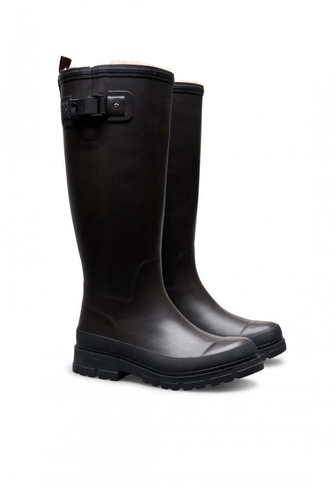 Bota de agua Verbenas Lili Fur mujer marrón y negro con forro de pelo, estilo animal print para la lluvia