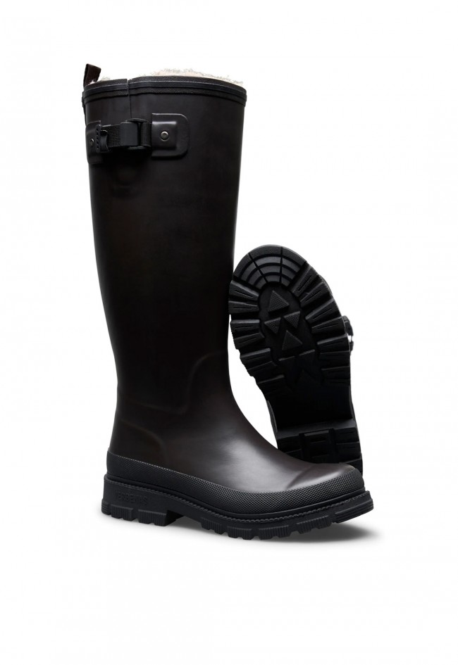 Bota de agua Verbenas Lili Fur mujer marrón y negro con forro de pelo, estilo animal print para la lluvia
