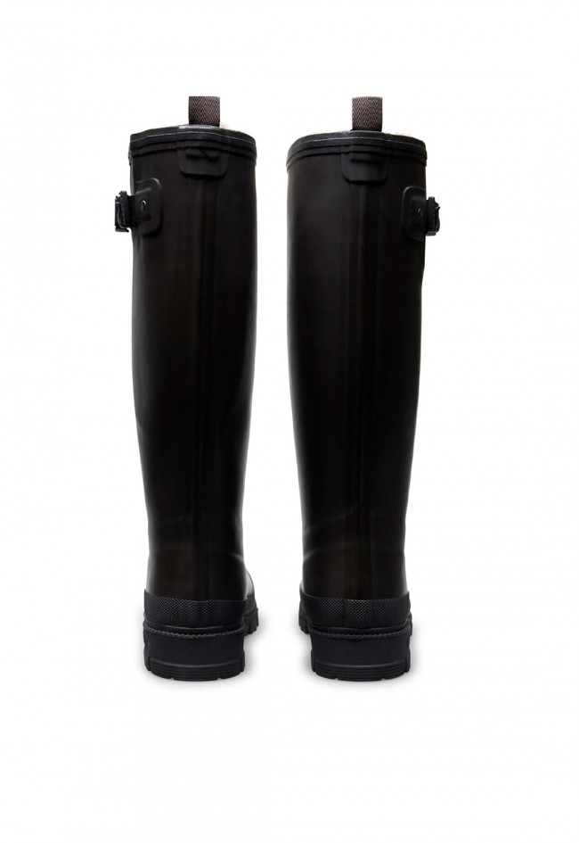 Bota de agua Verbenas Lili Fur mujer marrón y negro con forro de pelo, estilo animal print para la lluvia