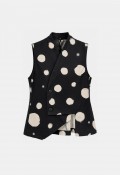 Chaleco negro de mujer Wendy Trendy 226079 de algodón con estampado de círculos, estilo original y actual