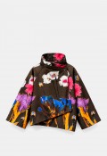 Chaqueta marrón de mujer New Hao Mai 7690P con estampado floral multicolor y diseño artístico