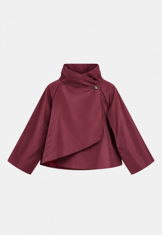 Chaqueta burdeos de mujer New Hao Mai con diseño cruzado y estilo sofisticado