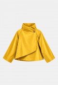 Chaqueta amarilla de mujer New Hao Mai con cuello cruzado, estilo sofisticado y actual